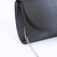 Сумка-клатч на клапане, длинная цепь, цвет серый
