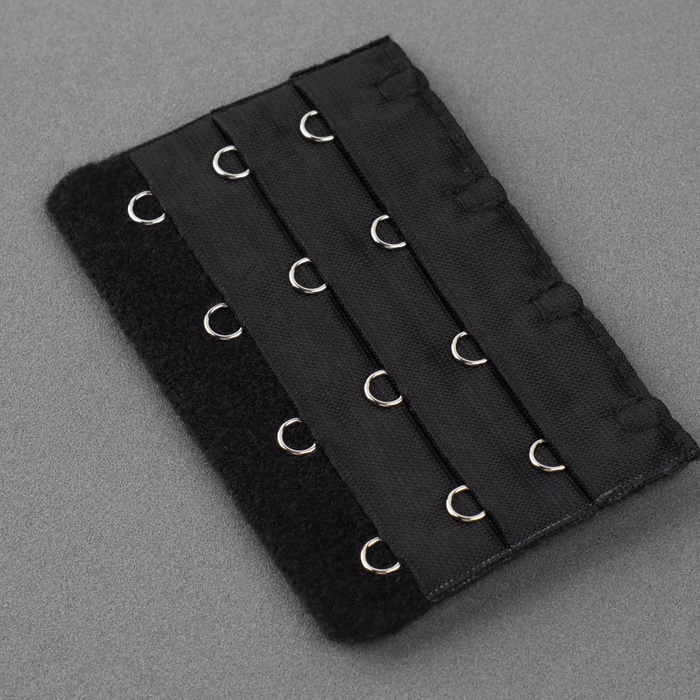 Застёжка-удлинитель для бюстгальтера, 3 ряда 4 крючка, 5 &times; 7,5 см, 3 шт, цвет белый/бежевый/чёрный