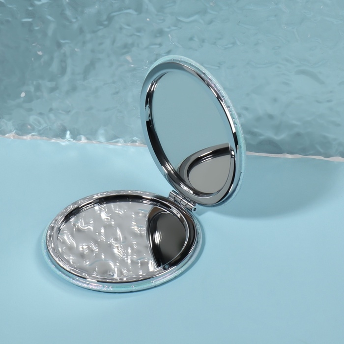 Зеркало складное &laquo;Крокодил&raquo;, d = 7,5 см, цвет голубой/зелёный