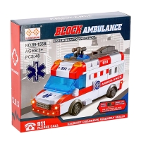 Конструктор блочный &laquo;Скорая помощь&raquo;, световые и звуковые эффекты, ездит, 48 деталей