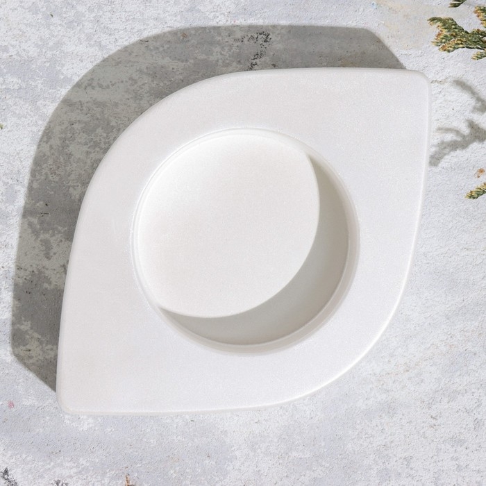 Подсвечник Подсвечник "Глаз. Мрамор" из гипса, 14,5х9,5х2см,белый перламутр