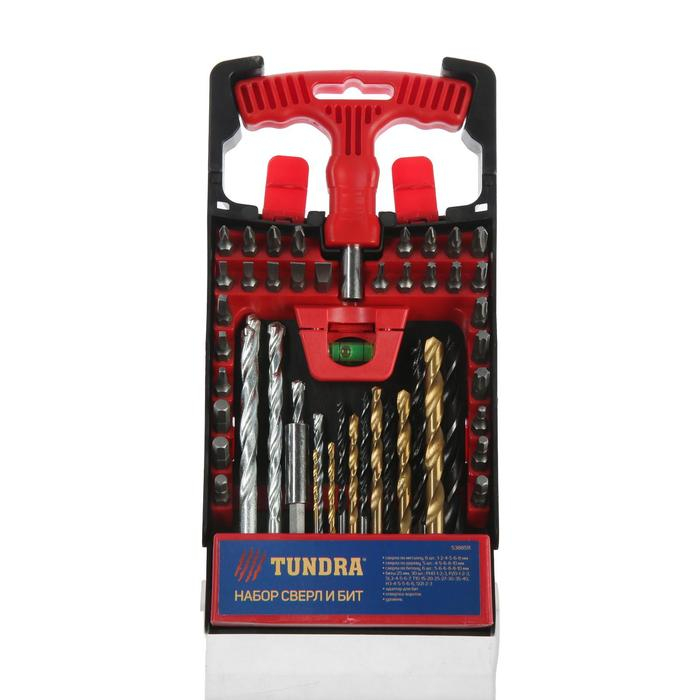 Набор сверл и бит ТУНДРА, по дереву, бетону и металлу, с держателем, 50 предметов Набор сверл и бит ТУНДРА, по дереву, бетону и металлу, с держателем, 50 предметов