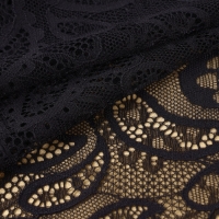 Кружевная эластичная ткань, 240 мм &times; 23 &plusmn; 1 м, цвет чёрный