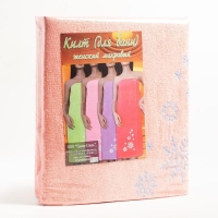 Килт женский для бани и сауны , цвет персиковый вышивка Снежинки, размер 80х150&plusmn;2 см, махра 300г/м 100% хлопок