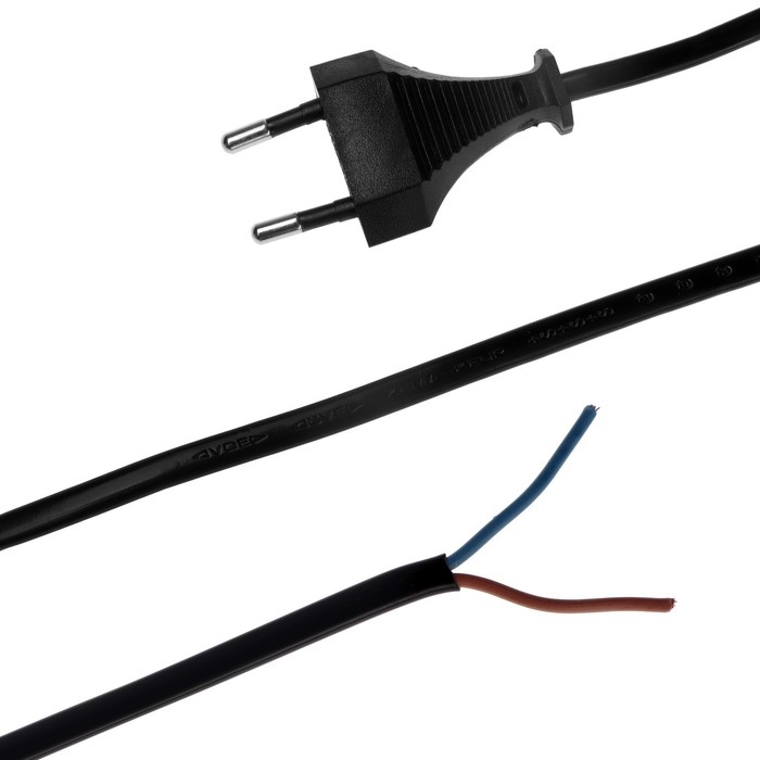Шнур сетевой с вилкой, 1,5 м, ШВВП 2 х 0.5 мм2, черный Шнур сетевой с вилкой, 1,5 м, ШВВП 2 х 0.5 мм2, черный