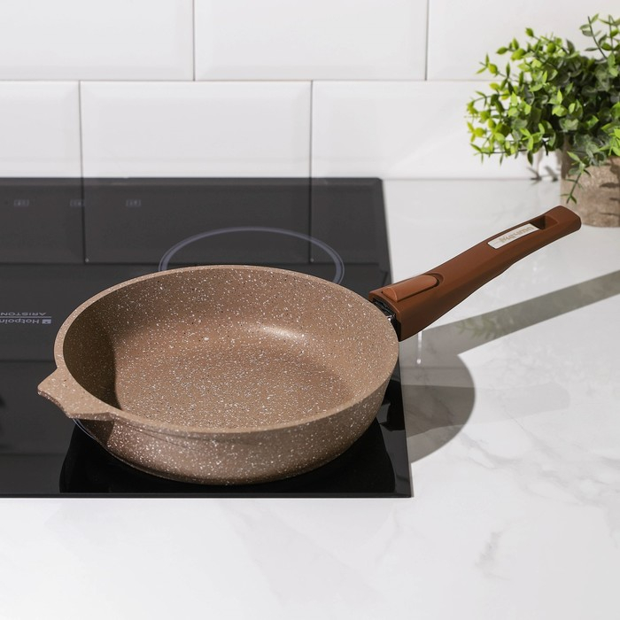 Сковорода &laquo;Гранит Brown&raquo;, d=24 см, антипригарное покрытие, съёмная ручка, цвет МИКС