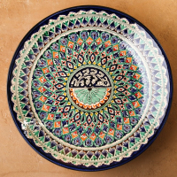 Ляган Риштанская Керамика "Узоры", 42 см, синий микс