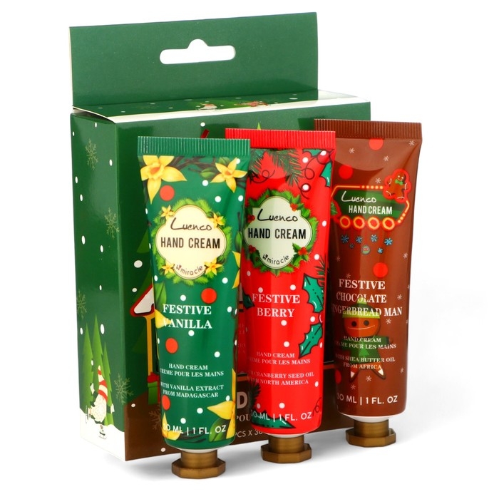 Новый год. Новогодний подарочный набор косметики. Крема для рук по 30 мл, 3 шт Новый год. Новогодний подарочный набор косметики. Крема для рук по 30 мл, 3 шт