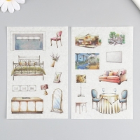 Наклейка бумага "Интерьер загородного дома" набор 6 листов 18,6х10 см