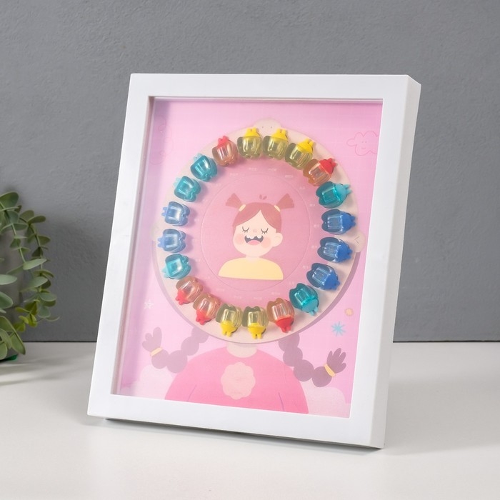 Фоторамка пластик 9х9 см Фоторамка пластик 9х9 см "Молочные зубики" розовая 2х23х27 см