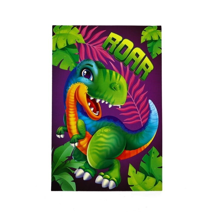 Пакет ламинированный двухсторонний &laquo;Динозаврики&raquo;, с тишью и открыткой, ML, 23 &times; 27 &times; 11,5