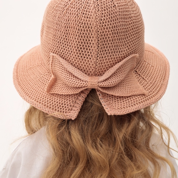 Шляпа для девочки MINAKU с бантом, цвет розовый, р-р 50-52