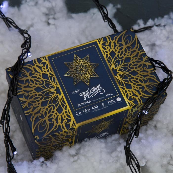 Гирлянда «Водопад» 2 × 1.5 м, IP44, УМС, тёмная нить, 400 LED, свечение белое, 8 режимов, 220 В Гирлянда «Водопад» 2 × 1.5 м, IP44, УМС, тёмная нить, 400 LED, свечение белое, 8 режимов, 220 В