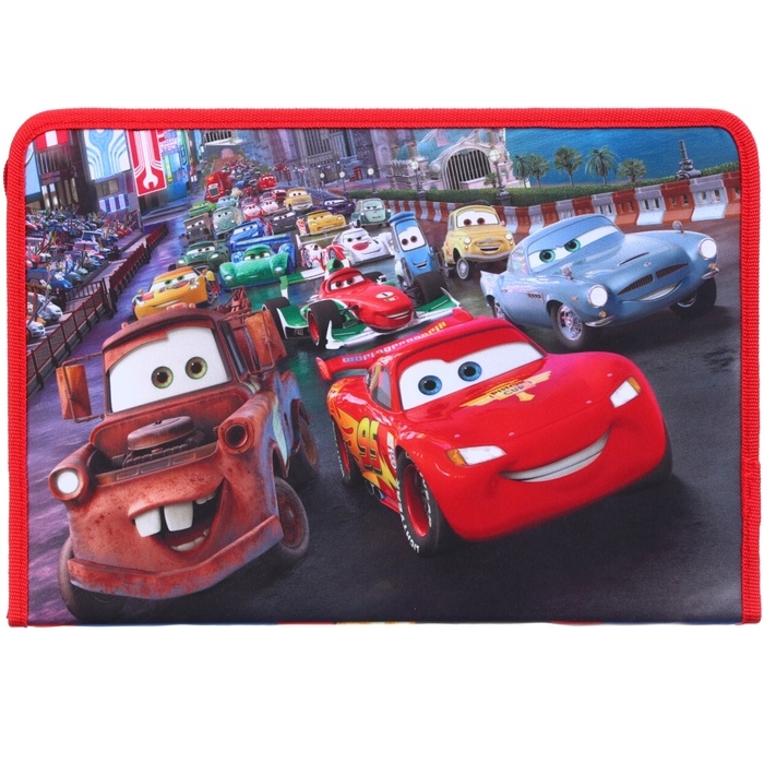 Папка для труда А4 с пеналом, на молнии, текстиль, Тачки Папка для труда А4 с пеналом, на молнии, текстиль, Тачки