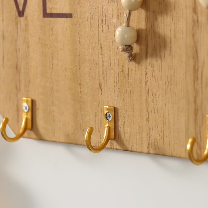 Крючки декоративные дерево "Love с сердечком и бантом" 20х14 см