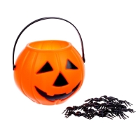 Хэллоуин. Прикол конфетница с паучками &laquo;Тыква&raquo;