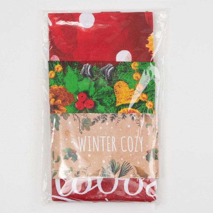 Набор кухонных полотенец Доляна &laquo;Зимние радости&raquo; 35х60см-2шт, 100% хлопок