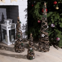 Светодиодная фигура &laquo;Конусы плетёные&raquo; 40, 60, 80 см, текстиль, металл, батарейки ААх2 (не в комплекте), свечение тёплое белое