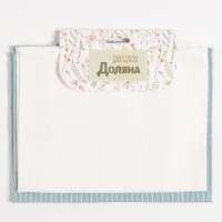 Набор кухонных полотенец Доляна &laquo;Полосы&raquo;, 40х70см- 2шт, зеленый, 50%п/э, 50%хл