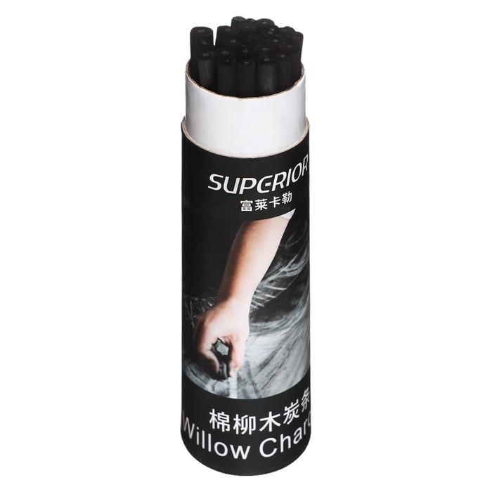 Уголь натуральный 22 штуки, диаметр-4-5мм в картонном тубусе, черный Уголь натуральный 22 штуки, диаметр-4-5мм в картонном тубусе, черный