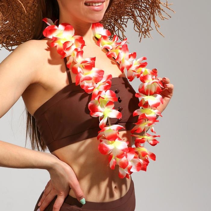 Гавайское ожерелье "Крупные цветы", цвета МИКС