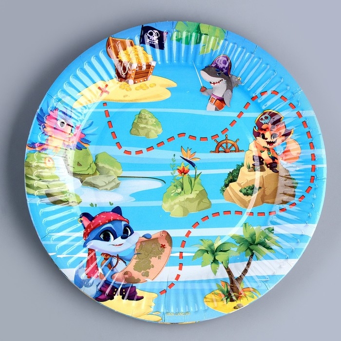 Набор бумажной посуды одноразовый Сокровище пиратов&raquo;: 6 тарелок, 6 стаканов