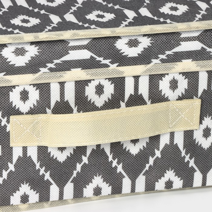 Короб стеллажный для хранения с крышкой Доляна &laquo;Ромбы&raquo;, 30&times;28&times;15 см, цвет серый