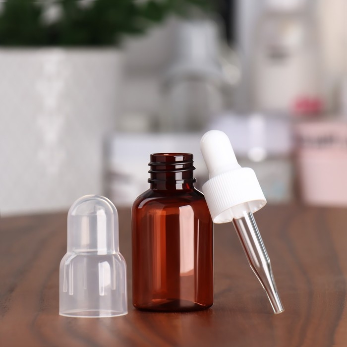 Бутылочка для хранения, с пипеткой, 35 мл, цвет коричневый/белый Бутылочка для хранения, с пипеткой, 35 мл, цвет коричневый/белый