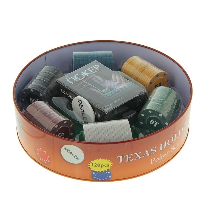 Покер, набор для игры (карты 2 колоды, фишки 120 шт.), с номиналом, 40 х 60 см Покер, набор для игры (карты 2 колоды, фишки 120 шт.), с номиналом, 40 х 60 см