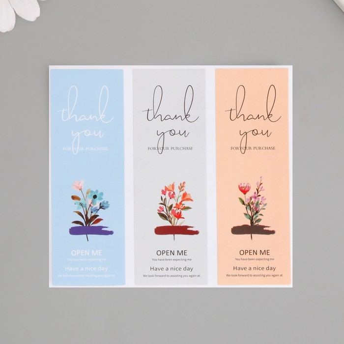 Наклейка бумага благодарность Наклейка бумага благодарность "Нежные букеты" набор 60 шт 10х10 см