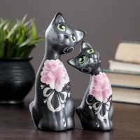 Фигура "Love Коты ушастые" 6х7х17см черные/серебро (набор 2шт)