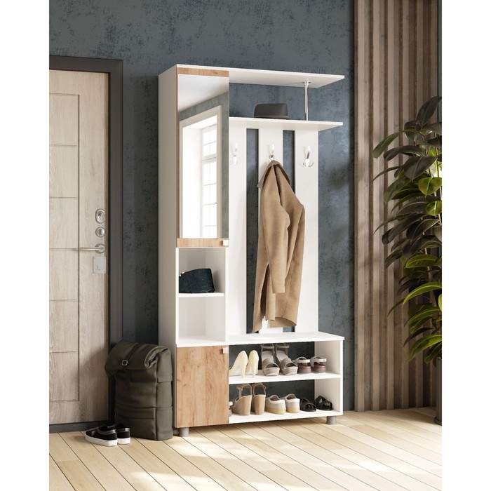 Прихожая Эконом, 1000х370х2000, Белый/дуб крафт золотой Прихожая Эконом, 1000х370х2000, Белый/дуб крафт золотой