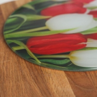 Доска разделочная стеклянная Доляна &laquo;Тюльпаны&raquo;, d=20 см