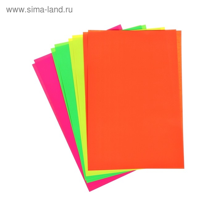 Бумага цветная самоклеящаяся А4, 8 листов, 4 цвета &laquo;Каляка-Маляка&raquo;, флуоресцентная