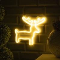 Неоновая вывеска &laquo;Олень&raquo; 27 &times; 26 см, батарейки ААх3 (не в комплекте), USB, свечение тёплое белое