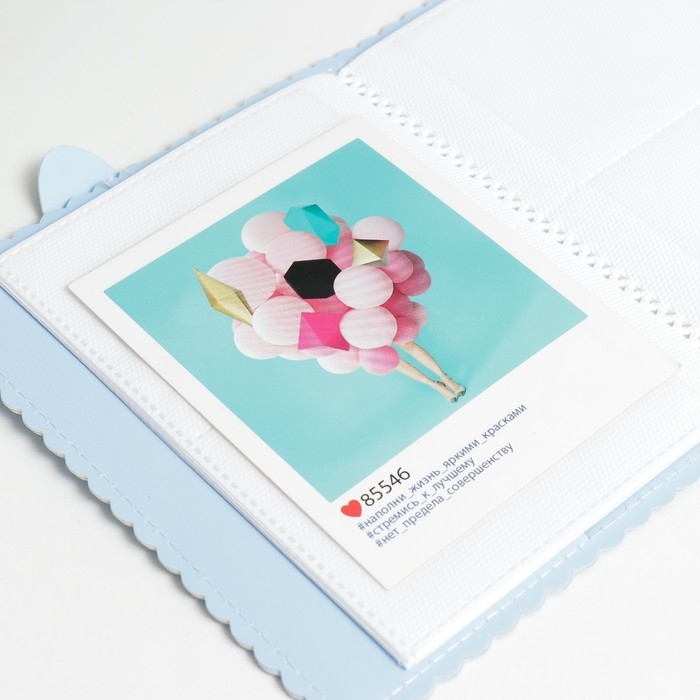 Фотоальбом для фото мини камер 64 фото 8,4х5,5 см "Зайчьи ушки" голубой 17х12 см