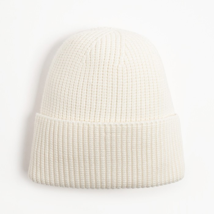 Шапка женская MINAKU с отворотом, размер 54-56, цвет экрю Шапка женская MINAKU с отворотом, размер 54-56, цвет экрю