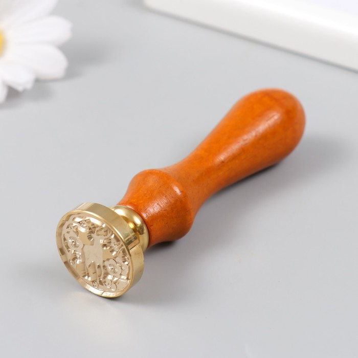 Печать для сургуча с деревянной ручкой Печать для сургуча с деревянной ручкой "Олень в цветущем лесу" 9х2,5х2,5 см