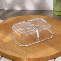 Контейнер из жаропрочного стекла, с крышкой, 600 мл, цвет бирюзовый