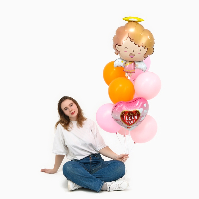 Набор шаров &laquo;Ангелочек розовый&raquo;, фольга, латекс, 10 шт.