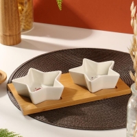 Соусники на деревянной подставке &laquo;Космически вкусно&raquo;, 100 мл, 2 шт