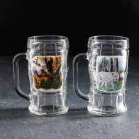 Набор кружек для пива &laquo;Охота-рыбалка&raquo;, 330 мл, 2 шт, рисунок МИКС