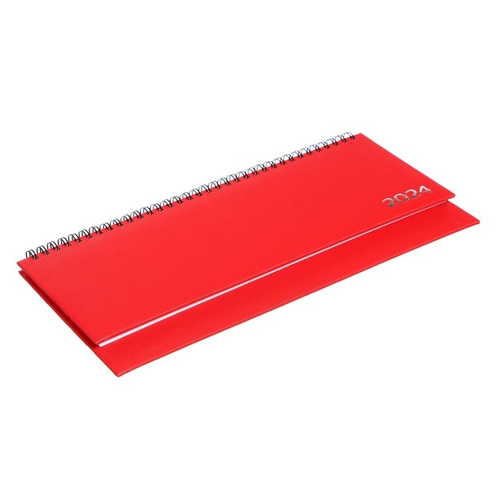 Планинг датированный 2024 года, 294 х 142 мм, 64 листа, на гребне, Attomex.Lancaster, твёрдая обложка балакрон, блок 70 г/м2, красный