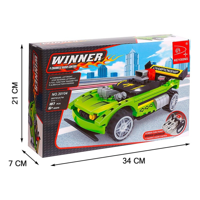 Конструктор на радиоуправлении «Гонка», 187 деталей Конструктор на радиоуправлении «Гонка», 187 деталей