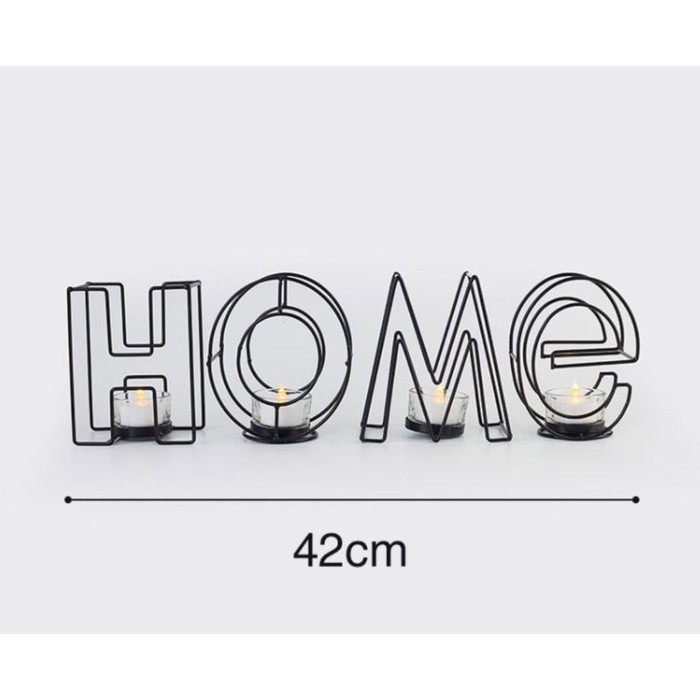 Подсвечник металлический настольный "Home", 13.5 х 42 см, черный