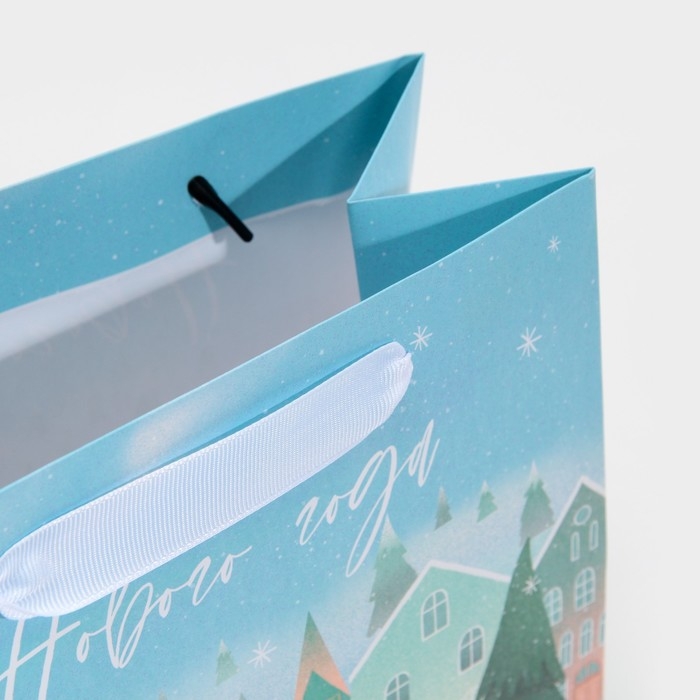 Пакет подарочный новогодний ламинированный квадратный &laquo;Счастье с тобой&raquo;, 22 х 22 х 11 см, Новый год