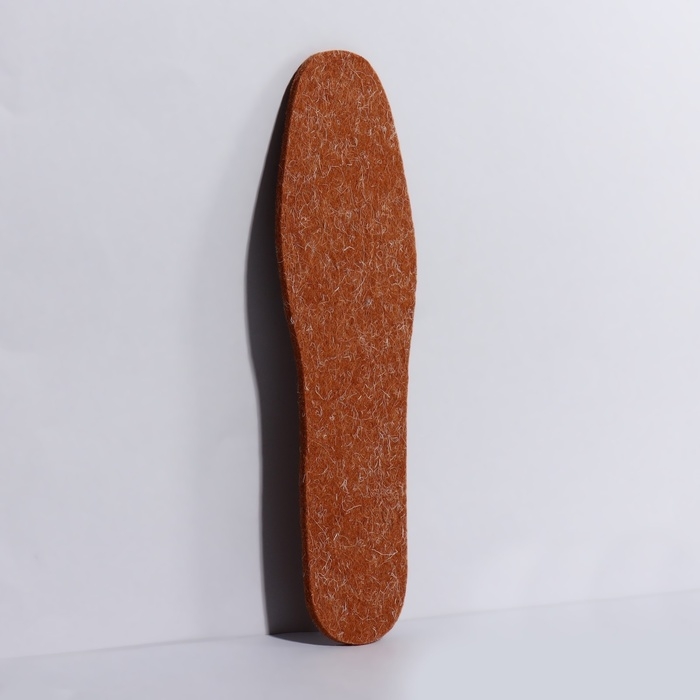 Стельки для обуви, утеплённые, универсальные, р-р RU до 42 (р-р Пр-ля до 45), 27 см, пара, цвет коричневый