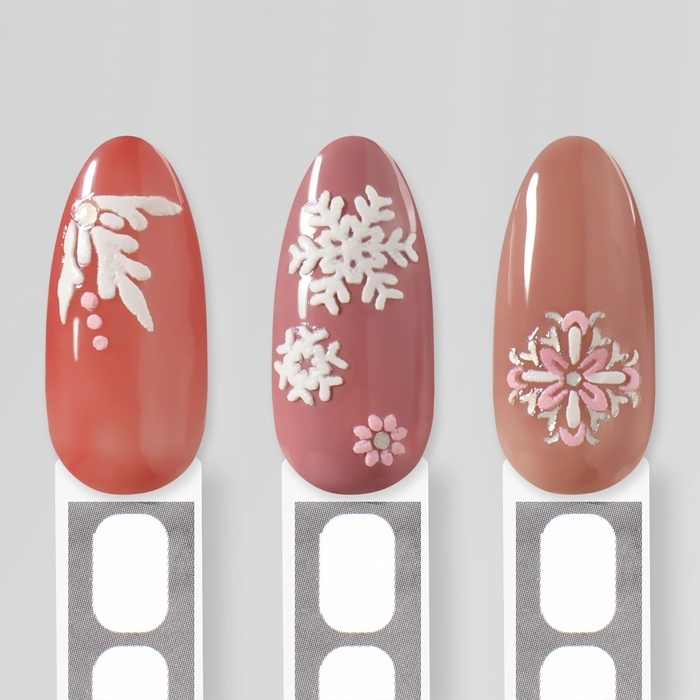 Новый год! Наклейки для ногтей &laquo;Снежинки&raquo;, объемные, цвет белый/розовый