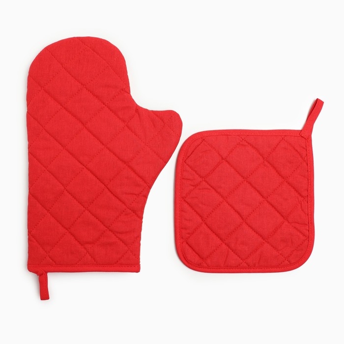 Набор кухонный Доляна "Мечта исполнится": прихватка 17х17 см, варежка-прихватка 20х28 см, 35% хлопок