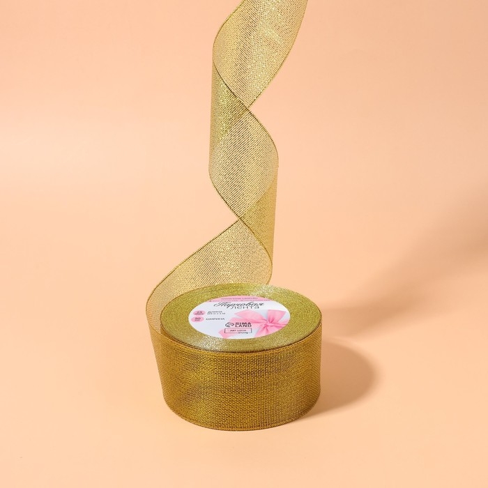 Лента парчовая, 50 мм, 23 ± 1 м, цвет золотой Лента парчовая, 50 мм, 23 ± 1 м, цвет золотой